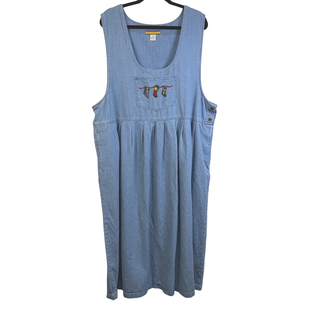 Bryn Connelly Denim Christmas Stocking Embroidered Dress‎ Plus Size 22W